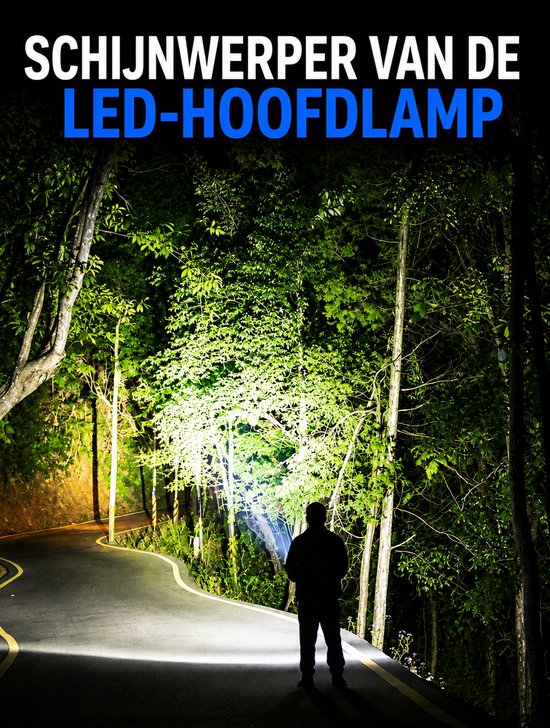 Oplaadbare LED Zaklamp met Digitaal Display - 300 Lumen - USB-C - 100 Meter Bereik - IP44 - Zwart