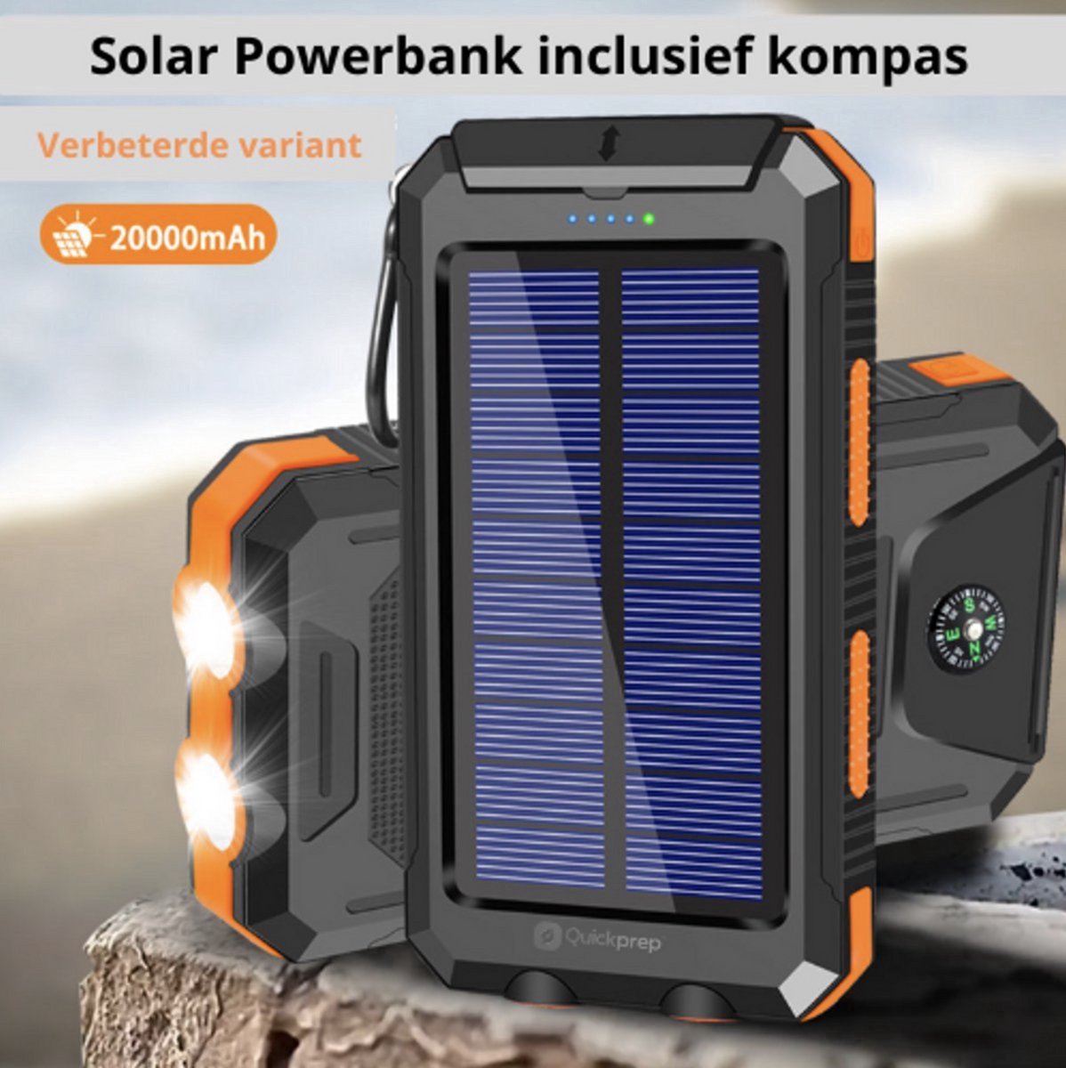 Zonne-energie powerbank 20.000mAh