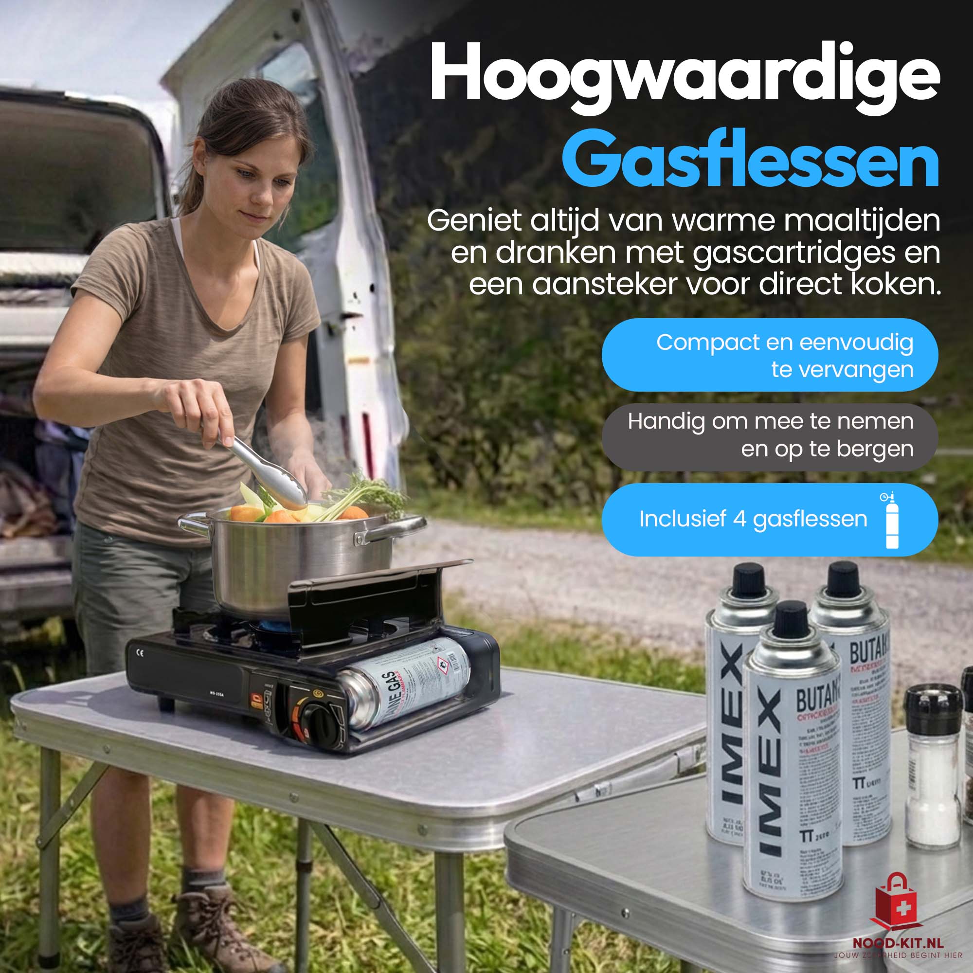 Gasstel (incl. 4 gasflesen)