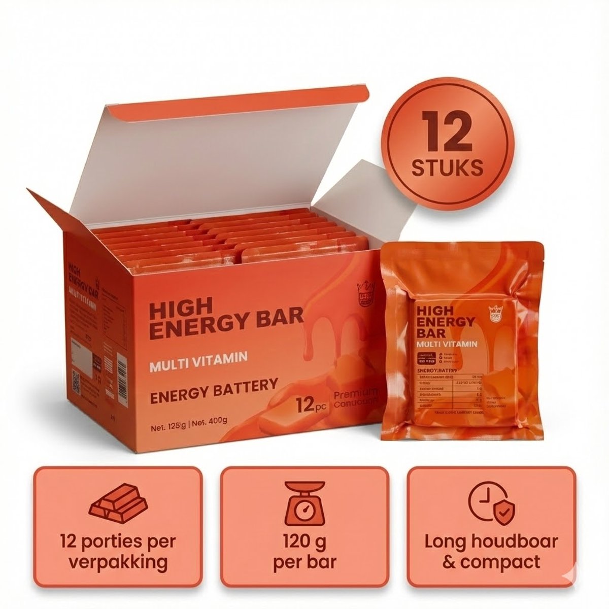 Nood-Kit® Noodpakket voedsel - Noodvoeding - Compact Noodrantsoen - Multi Vitamine 12-Pack - Survival voeding - Noodpakket eten - 20+ jaar houdbaar