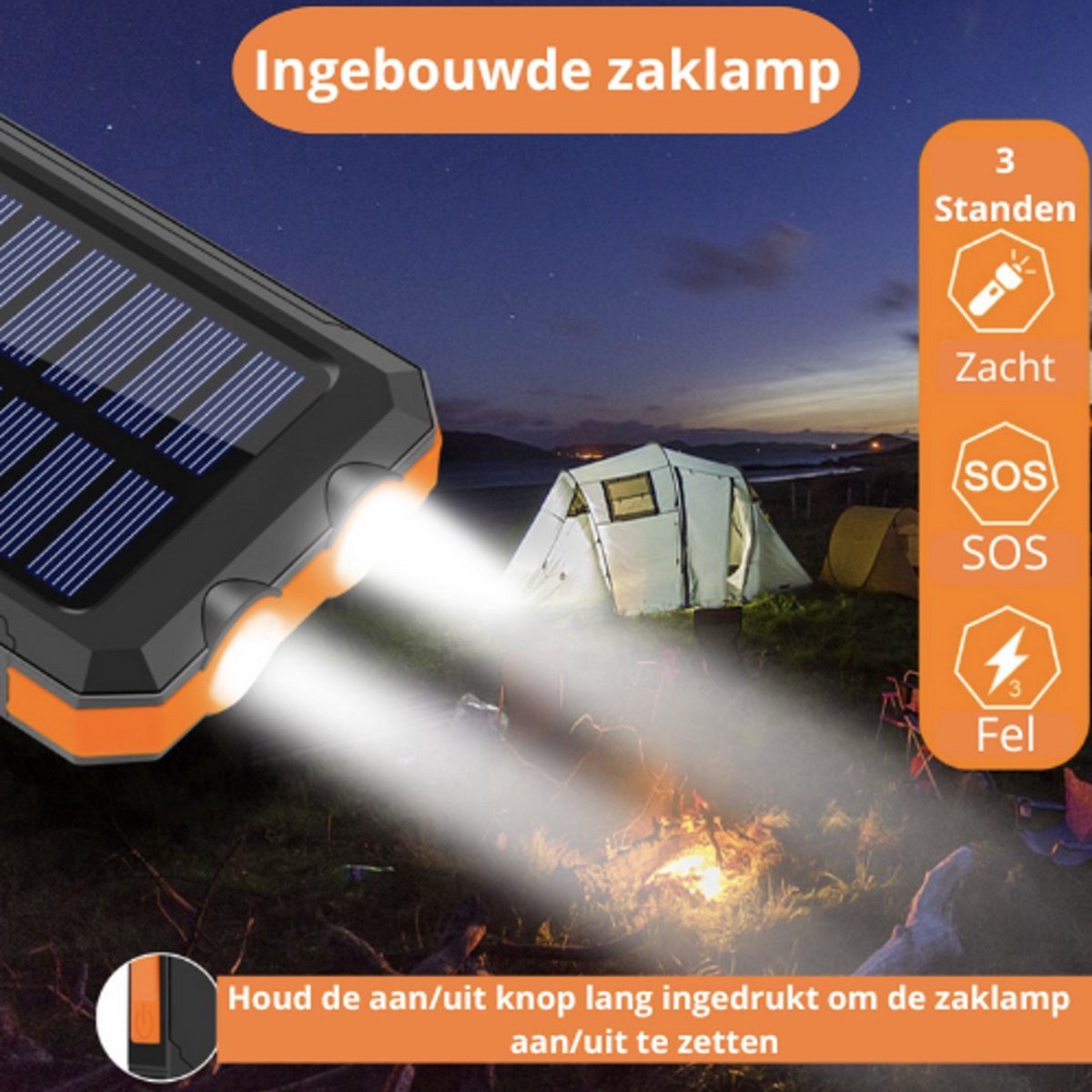 Zonne-energie powerbank 20.000mAh